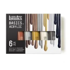 LQX BASICS ACRYLIC COLOUR SET 6X118ML METALLIC IRI ROW