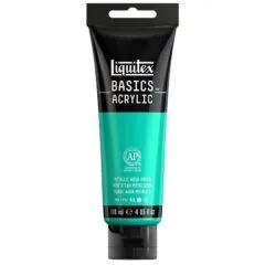 LQX BASICS ACRYLIC COLOUR 118ML METALLIC AQUA GREEN