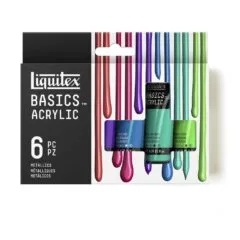LQX BASICS ACRYLIC COLOUR 6X22ML SET METALLIC