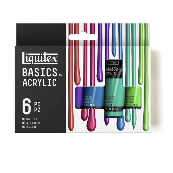 LQX BASICS ACRYLIC COLOUR 6X22ML SET METALLIC — image 1