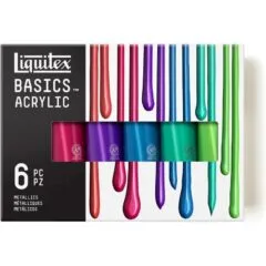 LQX BASICS ACRYLIC COLOUR 6X118ML SET METALLIC
