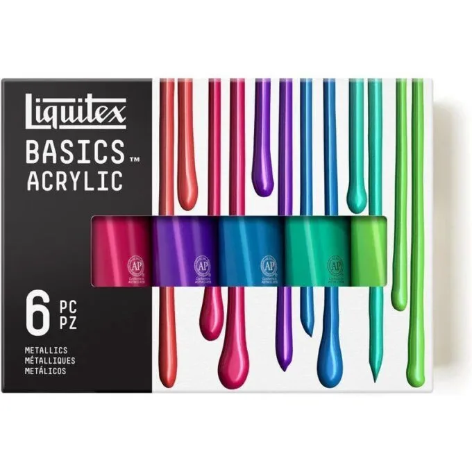 LQX BASICS ACRYLIC COLOUR 6X118ML SET METALLIC — image 1