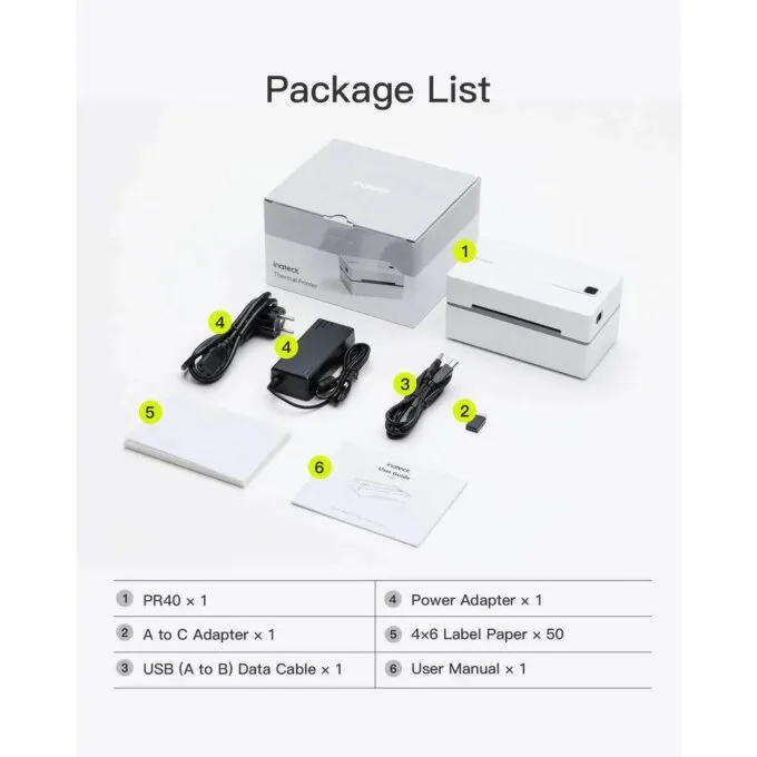 Inatech Label Barcode Printer Thermal Bluetooth & USB PR40 Black — image 8