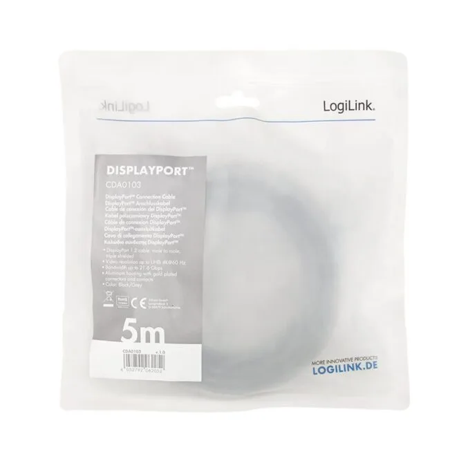 LogiLink DisplayPort 5.0m czarno-szary — image 3