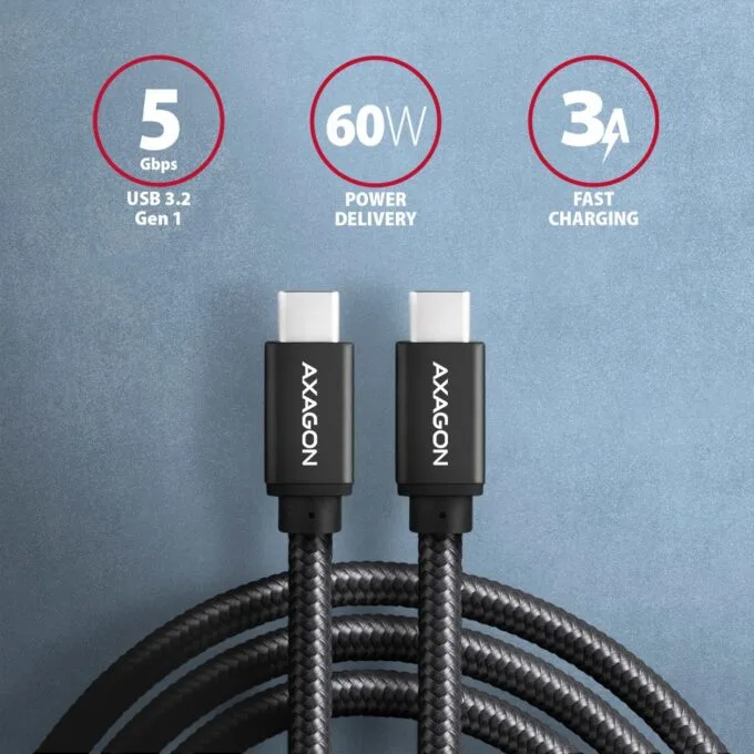 BUCM3-CM30AB USB-C cable - USB-C, 3.0m, PD 60W, 3A, ALU, braid, black — image 2