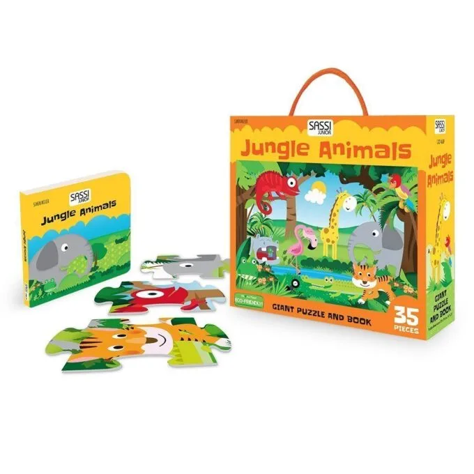 GIANT PUZZLE AND BOOK - JUNGLE ANIMALS - 30 PIECE — image 1