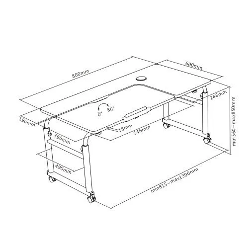 Lumivida Computer Tray Desk Mobile Height & Width Adjustable 60x80cm FWS10-1 — image 9