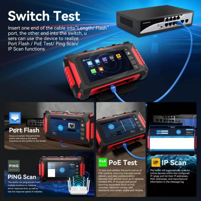 Noyafa Fiber & Network Tester with 150km OTDR, Full-protocol Network Analysis, PoE Testing, Ethernet Cable Verification, Multimeter NF-8607 — image 9