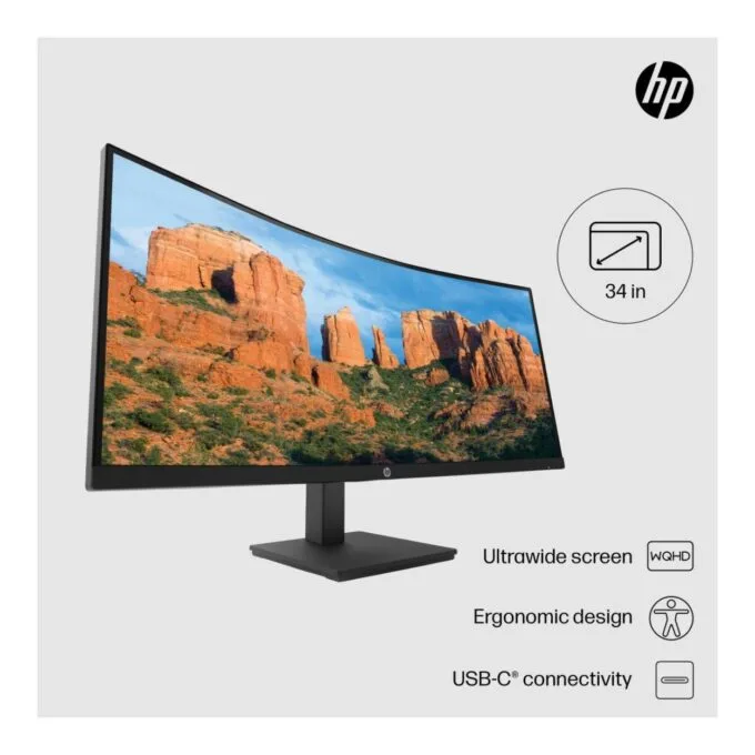 HP P34hc G4 - 34-inch WQHD Curved VA Monitor with USB-C PD, 100Hz, Speakers, USB Hub - 21Y56AA — image 6