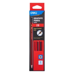 DELI GRAPHITE PENCIL 2B W/ERASER (BOX OF 12 PCS)