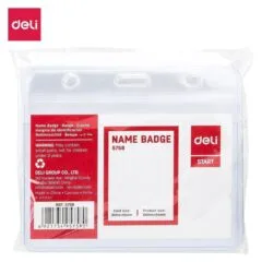 DELI ACRYLIC NAME BADGE HORIZONTAL 91X56MM TRANSPARENT (10 PCS)