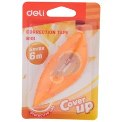 DELI CORRECTION TAPE W/CAP LONG 5MMX6M ASSORTED