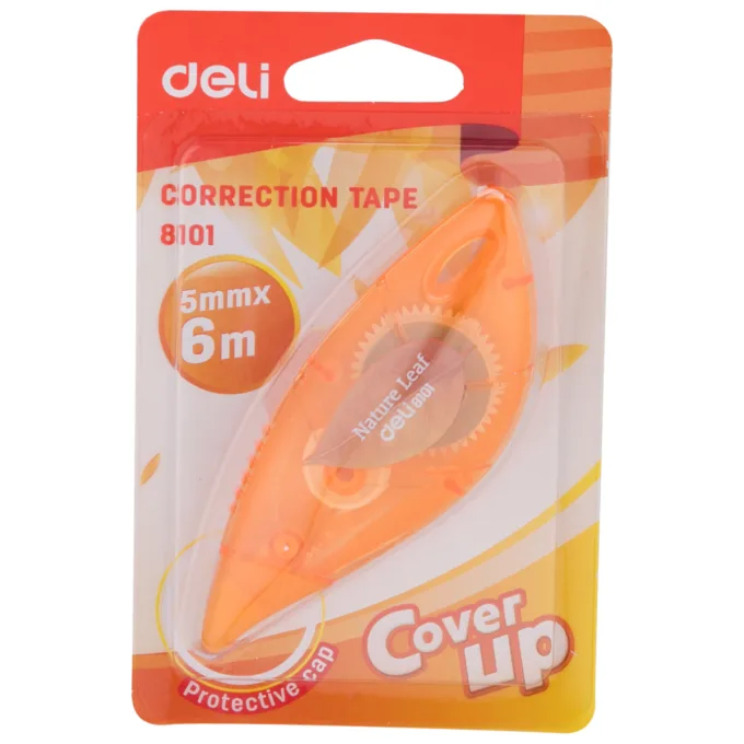 DELI CORRECTION TAPE W/CAP LONG 5MMX6M ASSORTED — image 1