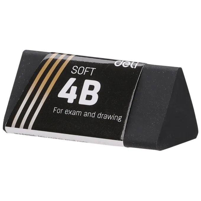 DELI TRIANGULAR SOFT ERASER DUST FREE BLACK 40X19X19MM — image 1