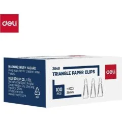 DELI PAPER CLIPS TRIANGULAR 25MM 100 PCS PER BOX
