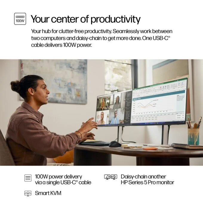 HP S5 Pro 527pm 27-inch QHD USB-C Conferencing Monitor – IPS, 100Hz, 5MP Webcam, Speakers — image 8