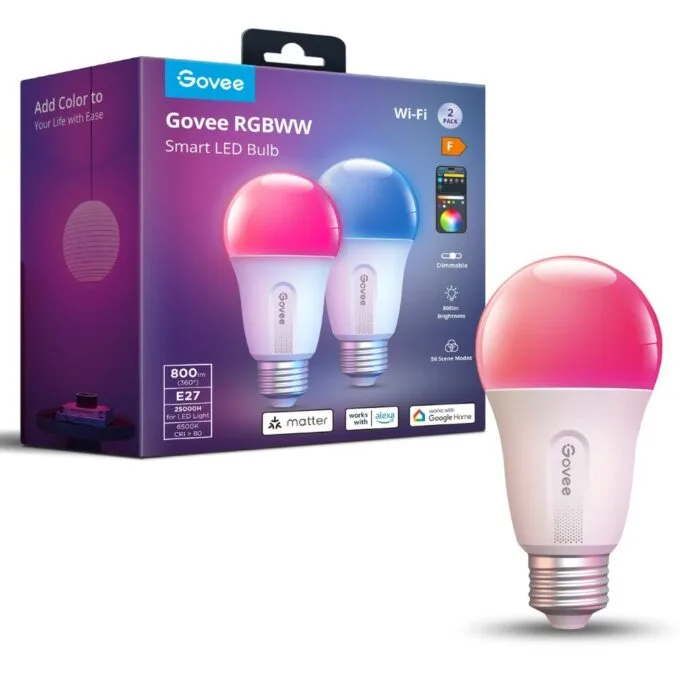 Govee Bulb Ceiling E27 Smart LED 800 Lumens RGBWW (Pack of 2) B6004C02 — image 1
