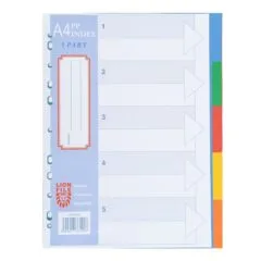 LION: A4 PLASTIC DIVIDER COLOURS 5 TAB 0.13mm