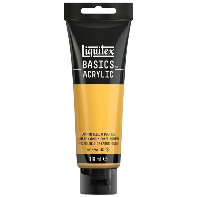 LQX BASICS ACRYLIC COLOUR 118ML CADMIUM YELLOW DEEP HUE ROW — image 1