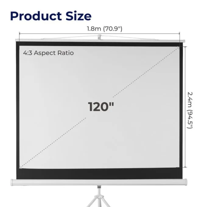 Lumivida Projector Tripod Screen 4:3 120” ESDC120 — image 2