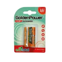 2PC/CARD GOLDEN POWER ECOREADY 1.2V 2000MAH AA SIZE NI-MH