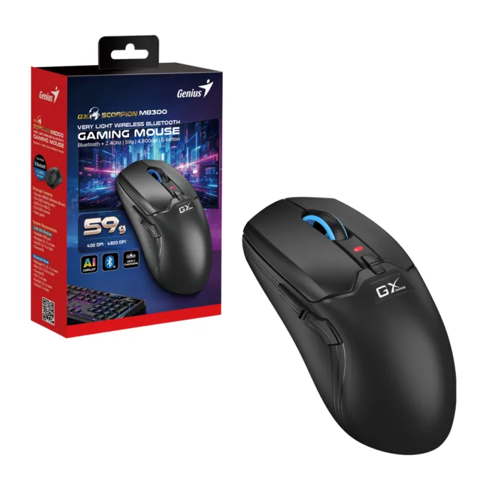 Genius Gaming Mouse Wireless+BT Rechargable & Lightweight RGB 4800DPI Scorpion M8300 Black — image 6