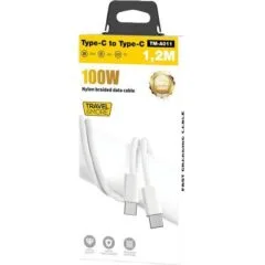 TRAVEL & MORE TYPE C TO TYPE C CABLE - 1.2M - WHITE 100W