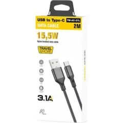 TRAVEL & MORE USB A CABLE - TYPE C - 2M - WHITE 15.5W