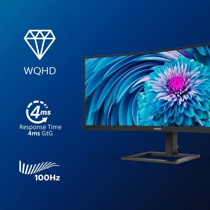 Philips 34B2U3600C/00 - 34-inch Curved WQHD Business Monitor VA 3440x1440 100Hz HDMI 120Hz DP USB-C 90W 4ms 300cd/m2 Speakers USB Hub Height Adjustable — image 6