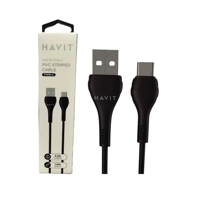 HAVIT HV-CB6161 USB-A to USB-C 1m PVC Cable – Black — image 1