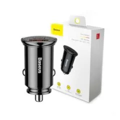 Baseus 30W Fast Car Charger – USB-A + USB-C, QC4.0/PD3.0, 12-24V Input, Aviation Alloy