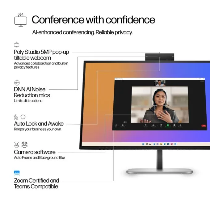 HP S5 Pro 527pm 27-inch QHD USB-C Conferencing Monitor – IPS, 100Hz, 5MP Webcam, Speakers — image 3