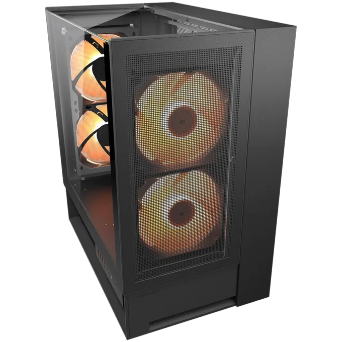 Cougar OmnyX - Mid Tower Panoramic PC Case with 4x 160mm ARGB PWM Fans, 3-Side Tempered Glass, Reverse Connector Support, Black (EAN: 4710483779459) — image 1