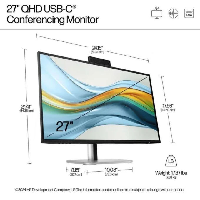 HP S5 Pro 527pm 27-inch QHD USB-C Conferencing Monitor – IPS, 100Hz, 5MP Webcam, Speakers — image 4