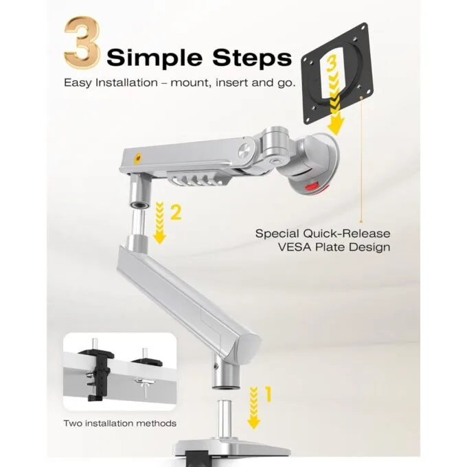 NBMounts SmooVex A5-XS Single Arm Monitor Desk Mount with Mechanical Spring — image 5