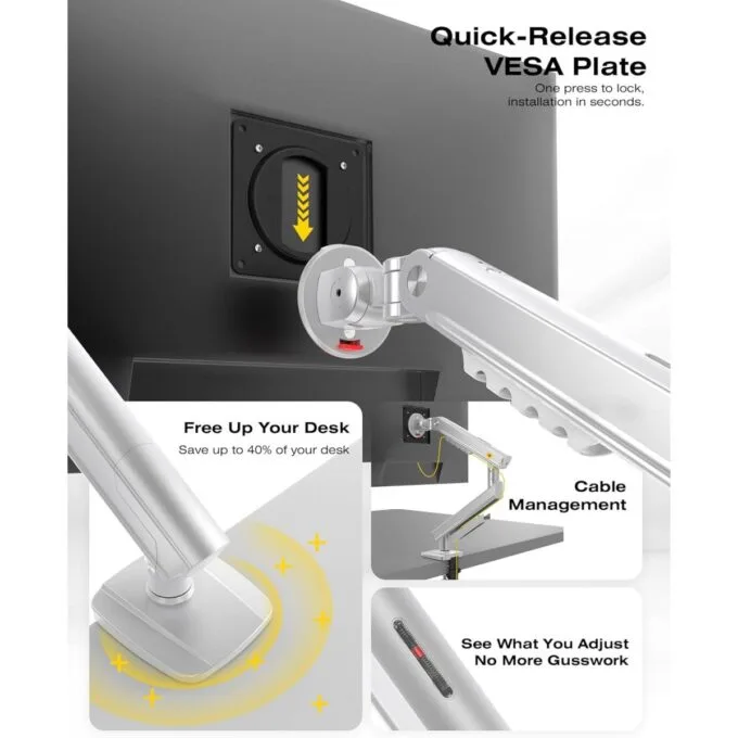 NBMounts SmooVex A5-XS Single Arm Monitor Desk Mount with Mechanical Spring — image 6