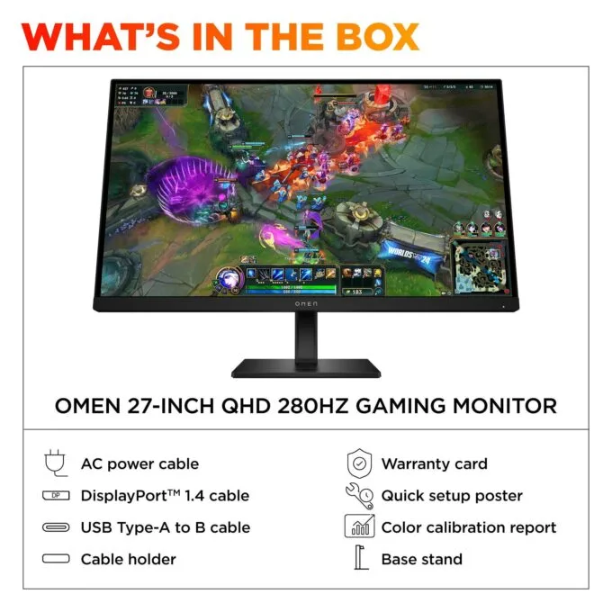 HP HyperX OMEN OLED 27qs (BY8Z1AA) — 27-inch QD-OLED 500Hz QHD Gaming Monitor — image 4