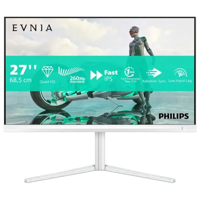 Philips Evnia 27M2N3500PA/69 - 27-inch QHD Fast IPS Gaming Monitor 240Hz/260Hz OC 0.3ms Speakers White — image 1