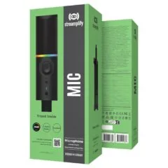 Streamplify MIC RGB Microphone - USB-A Desktop Microphone with RGB Lighting, 2 Audio Modes, Cardioid Pattern, Pop Filter, Shock Mount, Mute Function, Gain Control, 48kHz/16bit