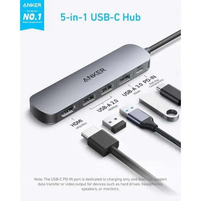 Anker Work Hub USB-C 5-in-1 3xUSBA 4KHDMI 1xPD90W A8357 — image 2