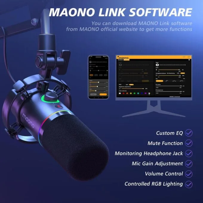 Maono Microphone Boom Arm Dynamic USB & XLR Professional PD200XS — image 3