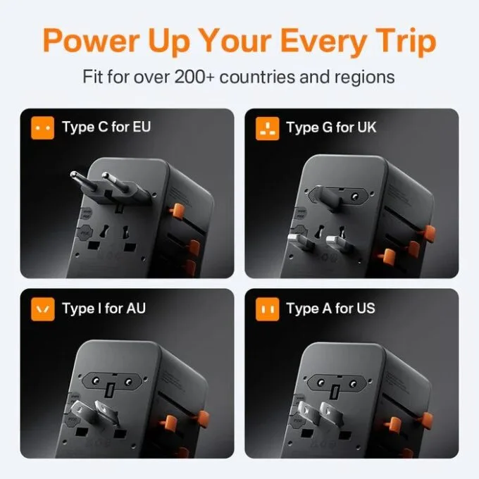 Tessan Universal World Travel Adaptor 1xUSBA 6xUSBC 205W TS-WTA13-BK — image 4