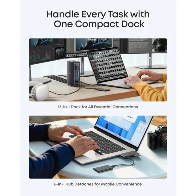 Anker Work Docking Station PRIME 13-in-1 Triple Display Built-In Removable Hub 100W Max PD — image 4