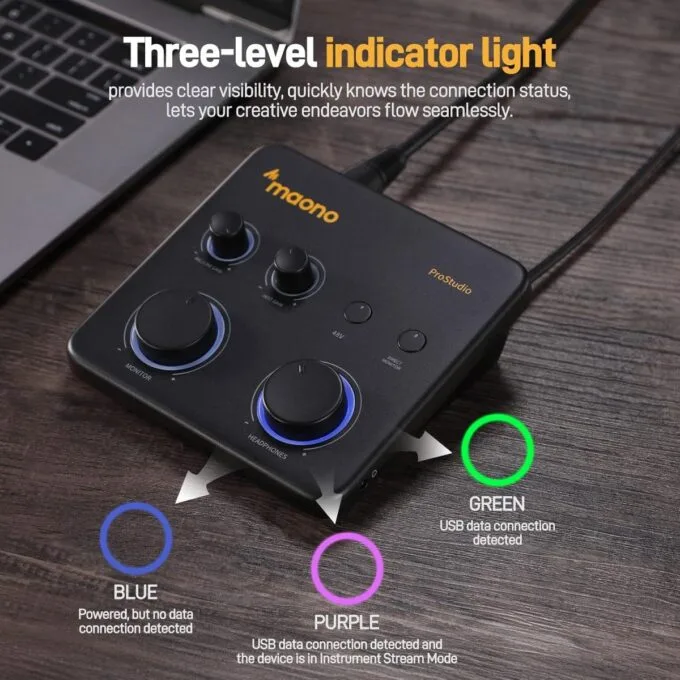 Maono Streaming Audio Mixer USB Audio Interface ProStudio 2x2 Lite Black — image 5