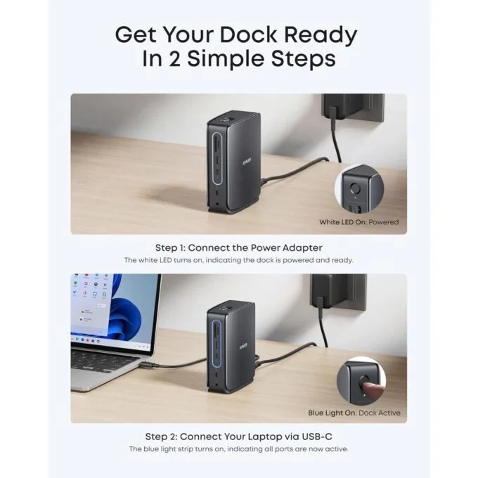 Anker Work Docking Station PRIME 13-in-1 Triple Display Built-In Removable Hub 100W Max PD — image 7