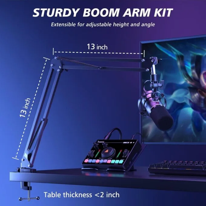 Maono Microphone Boom Arm Dynamic USB & XLR Professional PD200XS — image 8