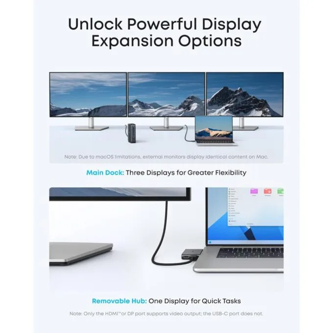 Anker Work Docking Station PRIME 13-in-1 Triple Display Built-In Removable Hub 100W Max PD — image 9
