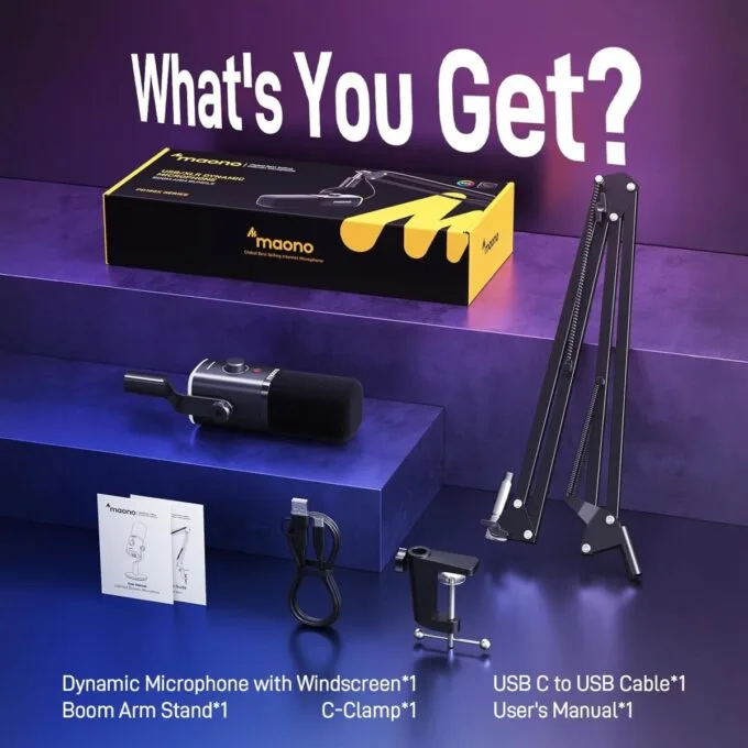 Maono Microphone Boom Arm Dynamic USB & XLR PD100XS Black — image 9