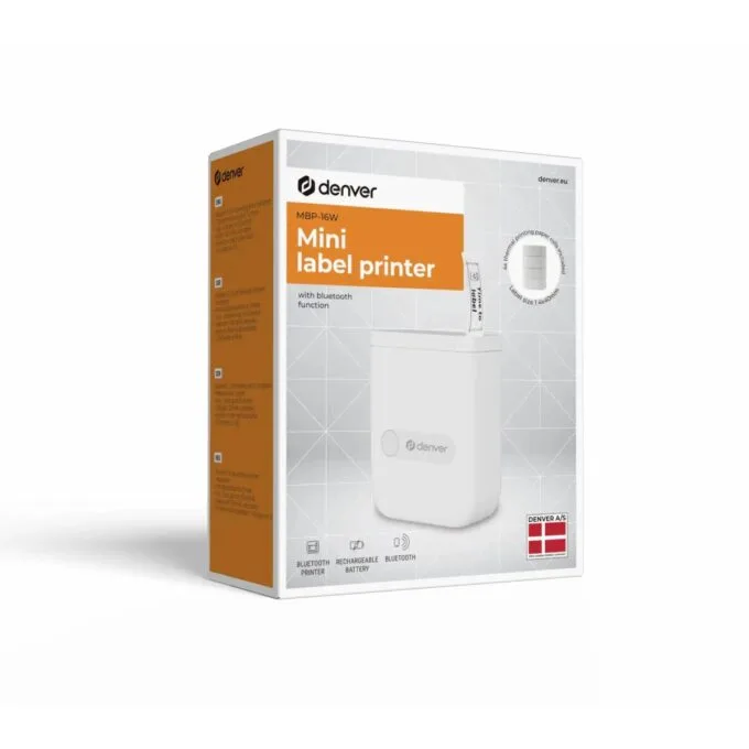Denver MBP-16W Mini Thermal Label Printer with Bluetooth, Prints via Phone APP, Including 4x Label Rolls — image 6