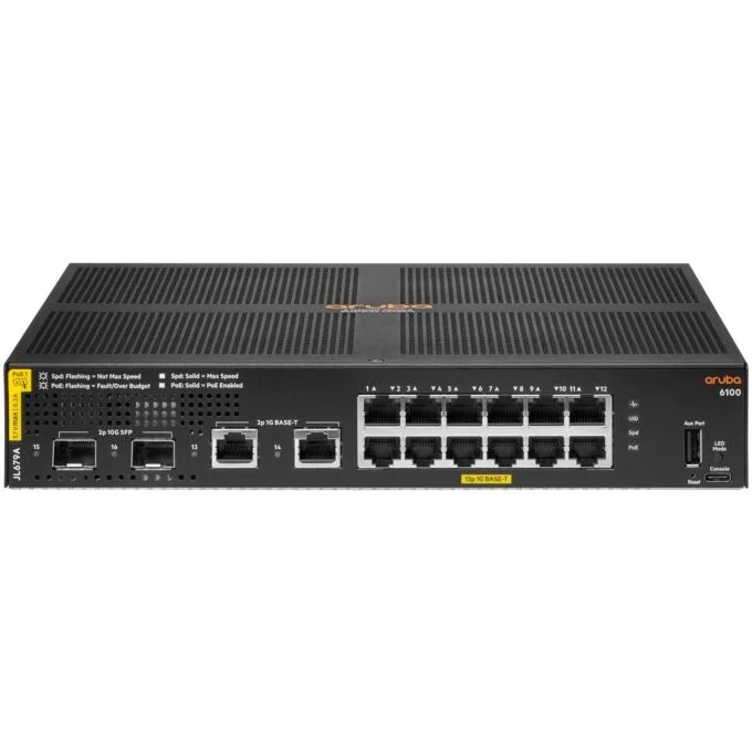HPE Aruba Networking CX 6100 12G Class4 PoE 2G/2SFP+ 139W Switch — image 1